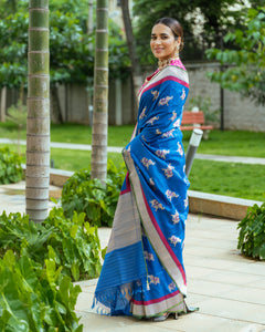 Banarasi Silk Elephant Motif Saree