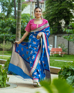 Load image into Gallery viewer, Benaras Silk Elephant Motif Saree
