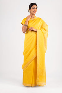 Cotton Handloom With All Over Self Colour Strips Saree
