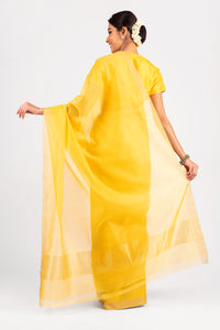 Cotton Handloom With All Over Self Colour Strips Saree