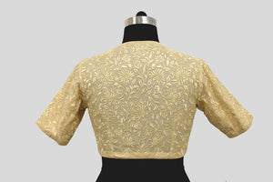 Tissue Chanderi Gulistan Resham Jaal Off White Blouse