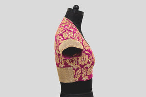 Benaras Woven With Ultakatori Jaal Embroidery Fuchsia Blouse