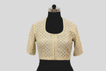Load image into Gallery viewer, Tissue Chanderi Chikankari Geometric Jaal Emboirdery Off White Blouse
