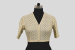 Load image into Gallery viewer, Tissue Chanderi Chikankari Geometric Jaal Emboirdery Off White Blouse
