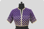 Load image into Gallery viewer, Matka Silk Graded Diamond Embroidered Purple Blouse
