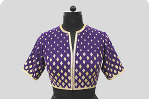 Matka Silk Graded Diamond Embroidered Purple Blouse
