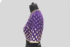 Matka Silk Graded Diamond Embroidered Purple Blouse