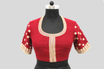Load image into Gallery viewer, Dupion Silk Gota Patti Round Buti With Flower Broder Maroon Blouse
