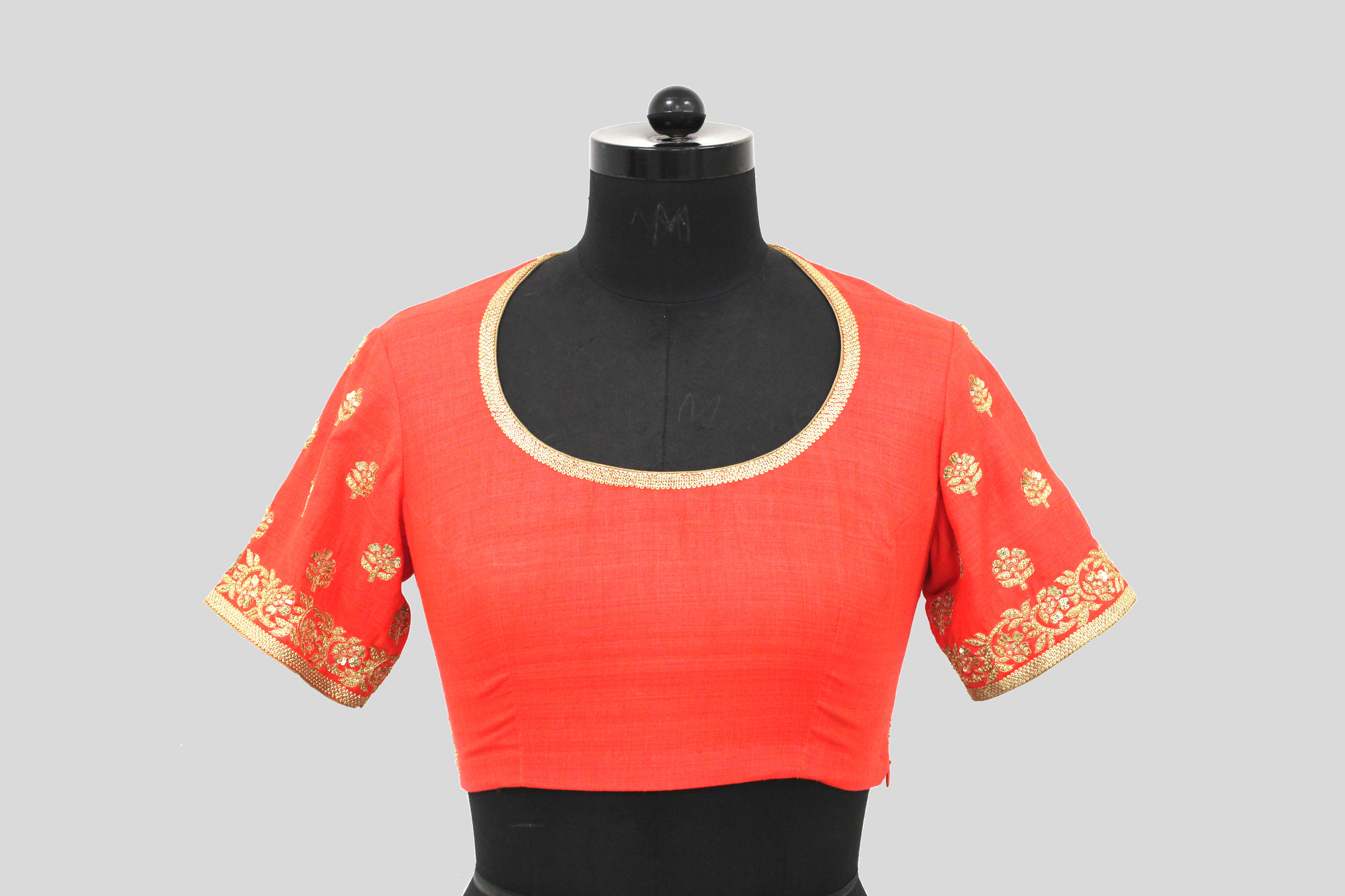 Matka Silk Traditional Buti Orange Blouse