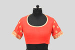 Load image into Gallery viewer, Matka Silk Traditional Buti Orange Blouse

