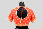 Load image into Gallery viewer, Matka Silk Traditional Buti Orange Blouse
