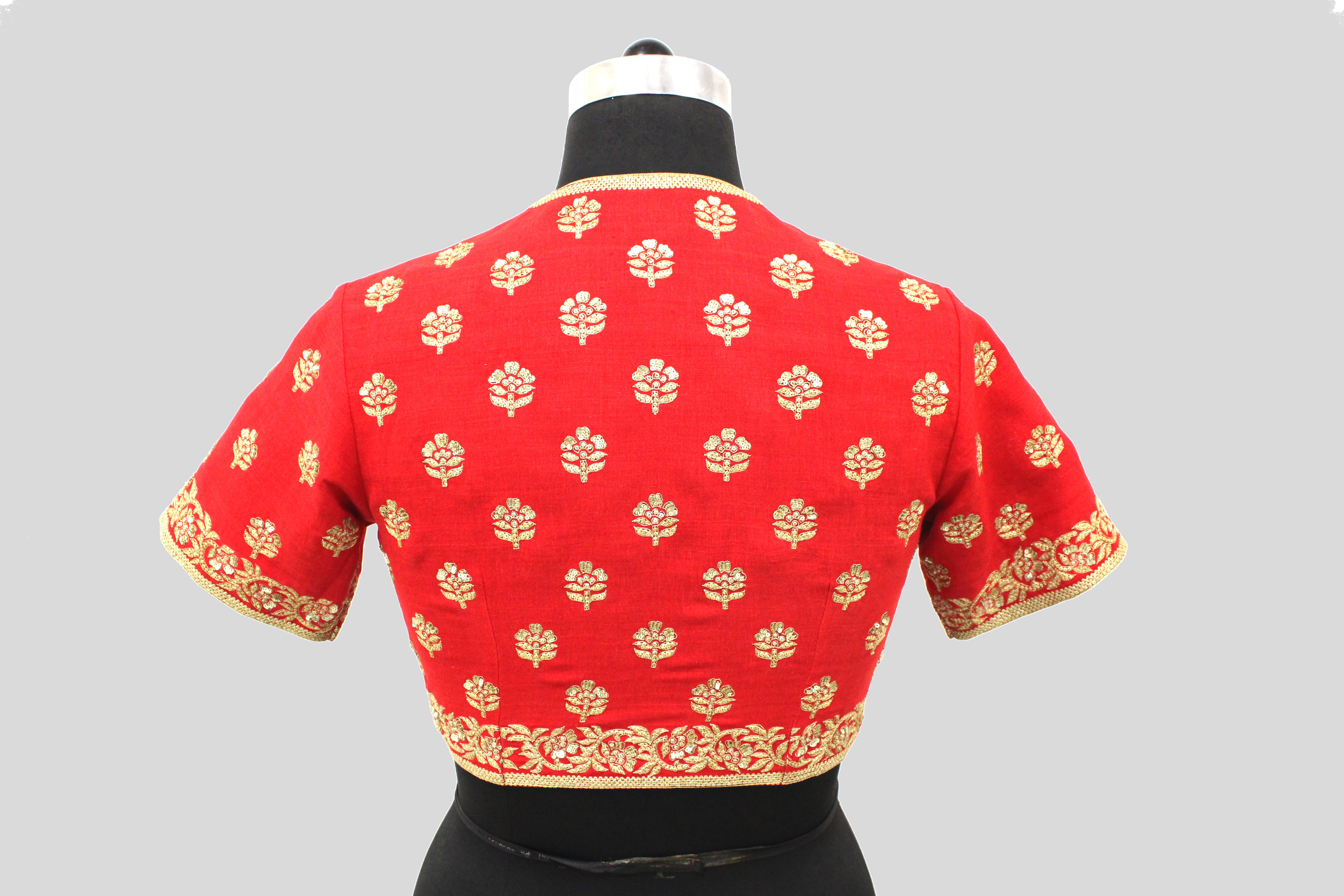 Matka Silk Traditional Buti Red Blouse