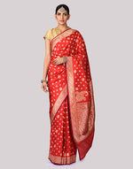 Load image into Gallery viewer, Banarasi Silk Antique Buti Red Saree

