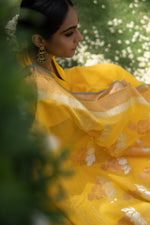 Load image into Gallery viewer, Kota Cotton Buddha Palla Yellow Saree
