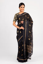 Load image into Gallery viewer, Chanderi Cotton Parrot Motif Real Zari Saree
