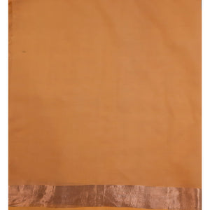Kotah Cotton Zari Jaal Orange Saree