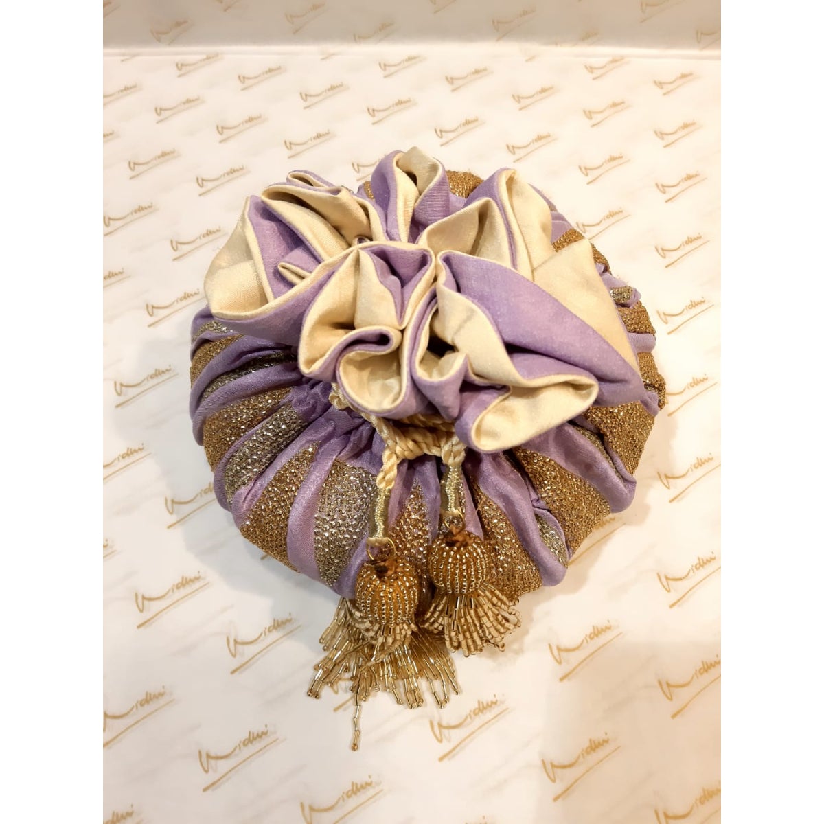 Dupion Silk Muskmelon Design Round Potli