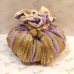 Dupion Silk Muskmelon Design Round Potli