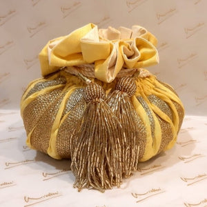 Dupion Silk Muskmelon Design Round Potli