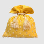 Load image into Gallery viewer, Dupion Silk Pearl Tikka Buti Potli
