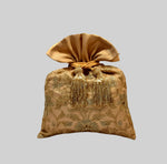 Load image into Gallery viewer, Benaras Twill Brocade With Mughal Jaal Embroidery Silver Potli
