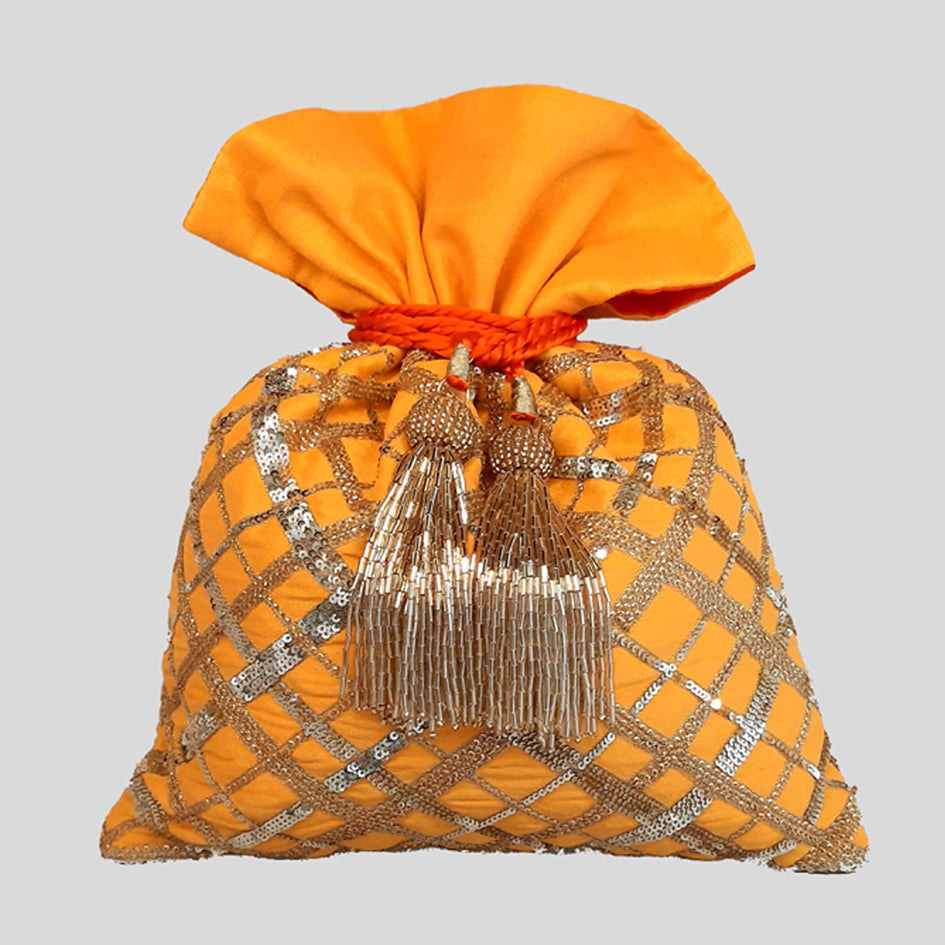 Criss Cross Embroidery Potli