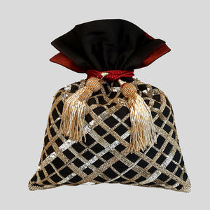 Criss Cross Embroidery Potli