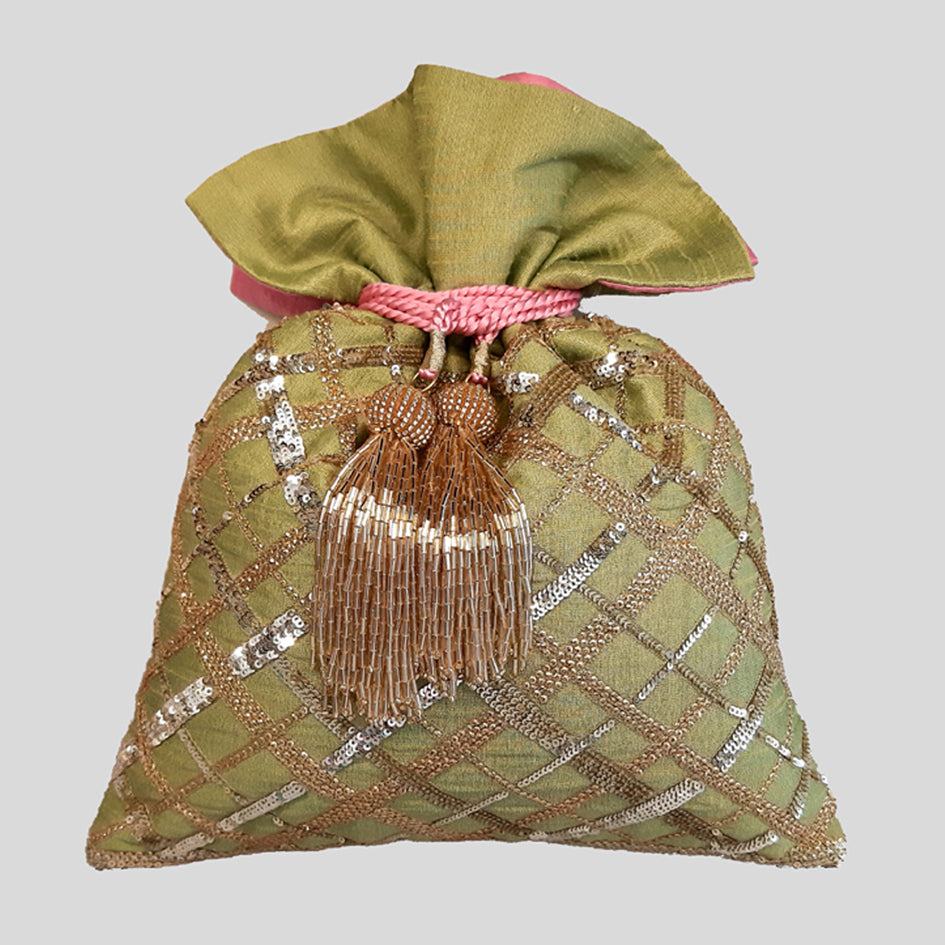 Criss Cross Embroidery Potli