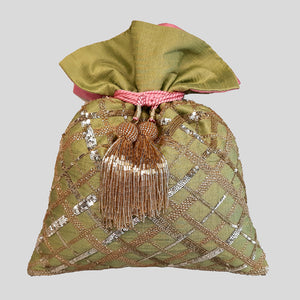 Criss Cross Embroidery Potli