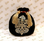 Load image into Gallery viewer, Velvet Foil Print Dori Embroidery Gulbahar Buta Potli
