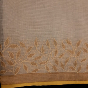 Kotah Leaf Jaal Applique Off-White Saree