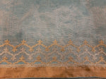Load image into Gallery viewer, Kotah Tissue Mughal Motifs &amp; Herringbone Border Embroidered Blue Saree
