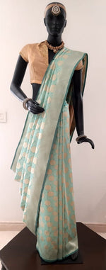 Load image into Gallery viewer, Benaras Silk Marigold Jaal Saree
