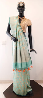 Load image into Gallery viewer, Benaras Silk Marigold Jaal Saree
