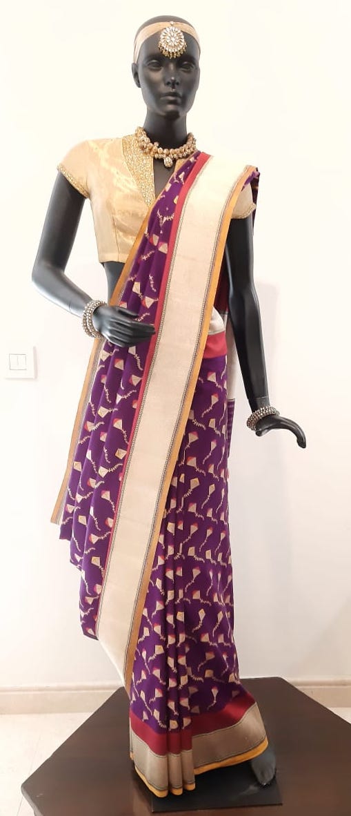 Benaras Silk Sankranti Kites Motif Saree