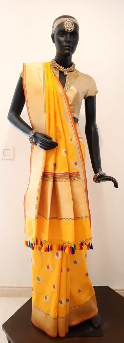 Benaras Silk Pushkar Silver / Gold Design Saree