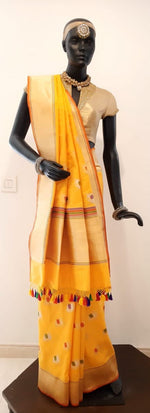 Load image into Gallery viewer, Benaras Silk Pushkar Silver / Gold Design Saree
