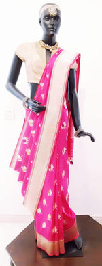 Load image into Gallery viewer, Benaras Silk Pushkar Silver / Gold Design Saree
