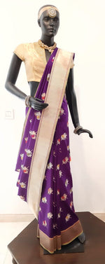 Load image into Gallery viewer, Benaras Silk Pushkar Silver / Gold Design Saree
