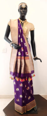 Load image into Gallery viewer, Benaras Silk Pushkar Silver / Gold Design Saree
