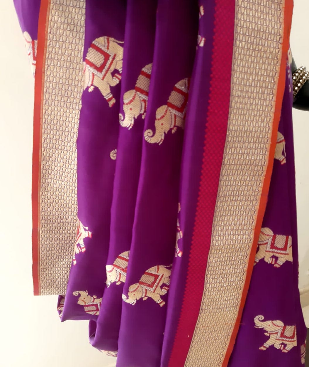 Benaras Silk Elephant Motif Saree