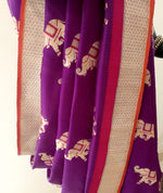 Load image into Gallery viewer, Benaras Silk Elephant Motif Saree
