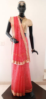 Load image into Gallery viewer, Kotah Silk Leheriya with Woven Border Red Saree
