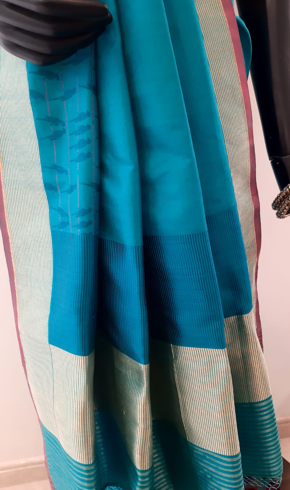 Benaras Silk Perching Bird Saree