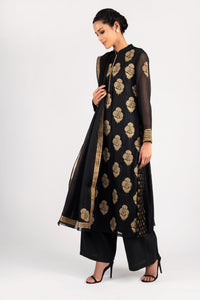 Kota Silk Gold Khadi Print Buta With Dori Embroidery