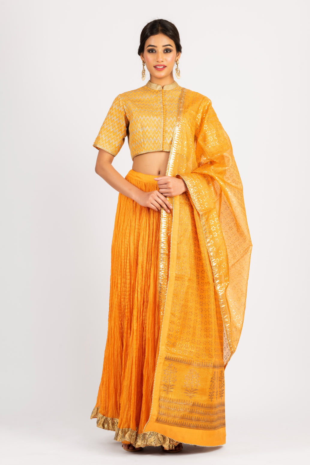 Kota Silk Orange Embroidered Lehenga on order Only