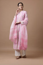 Load image into Gallery viewer, Benaras Kota Onion Pink Tunic With Off White Khadi Print Rose Buta With Dori Embodeiry Printed Dupatta And Palazzo

