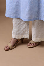 Load image into Gallery viewer, Banarasi Kota Tunic Light Blue Print With Mirror Embroidery Dupatta And Palazzo
