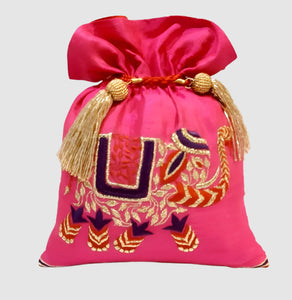 Dupion Silk Elephant Design Potli