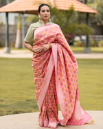 Load image into Gallery viewer, Benaras Silk Bunch of Flowers Jaal Saree
